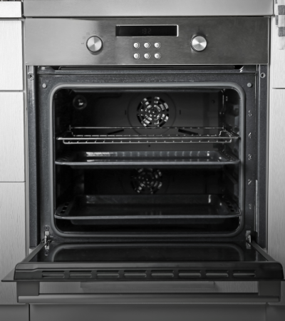 Picture of an open oven appliance